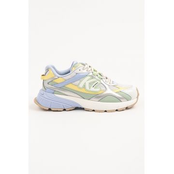 Pantofi sport din piele cu logo si insertii din plasa