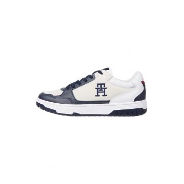 Pantofi sport din piele si piele intoarsa cu logo