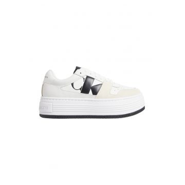 Pantofi sport flatform de piele si piele intoarsa
