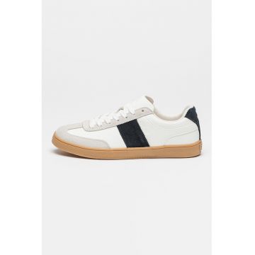 Pantofi sport low cut cu garnituri din piele intoarsa