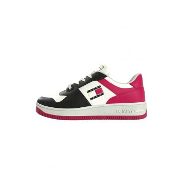Pantofi sport wedge de piele cu design colorblock