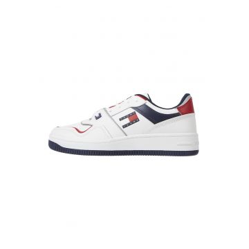 Tenisi de piele cu detalii logo