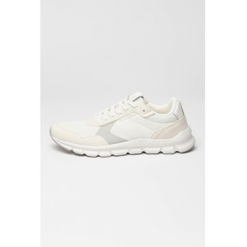 Pantofi sport cu insertii de piele si piele intoarsa