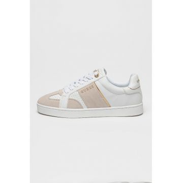 Pantofi sport cu logo si segmente de piele intoarsa