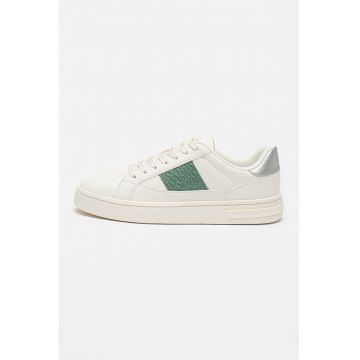 Pantofi sport de piele ecologica cu garnitura logo