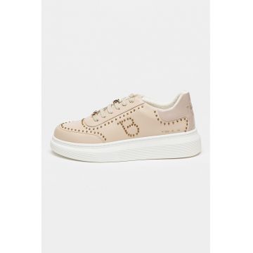 Pantofi sport flatform din piele cu tinte Fenice