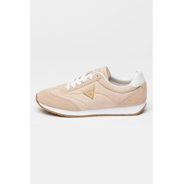 Pantofi sport din piele intoarsa cu insigna logo