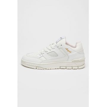 Pantofi sport de piele cu talpa plata si insertii textile