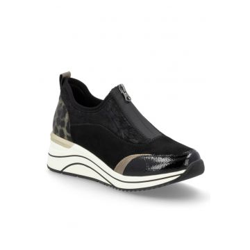 Remonte pantofi sport negri combi damă cu fermoar D0T08-02