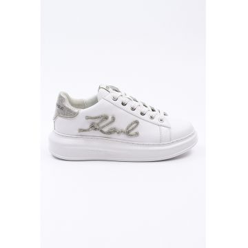 Pantofi sport din pieke cu logo stralucitor