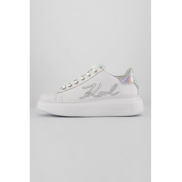 Pantofi sport din piele cu aplicatie logo metalica