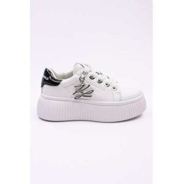 Pantofi sport flatform din piele cu accesoriu logo