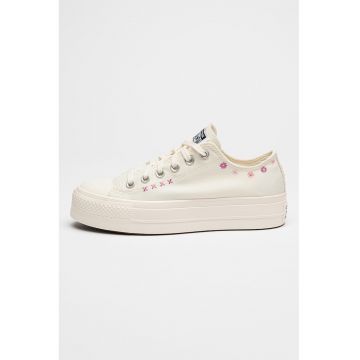 Tenisi flatform cu broderie florala Lift