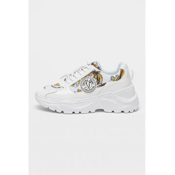 Pantofi sport cu talpa demi-wedge si garnituri din piele