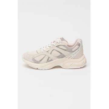 Pantofi sport de piele cu insertii de plasa