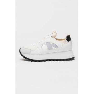 Pantofi sport flatform de piele intoarsa