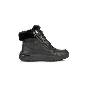 Pantofi sport mid-high de piele cu blana sintetica