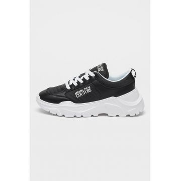 Pantofi sport wedge cu garnituri de piele