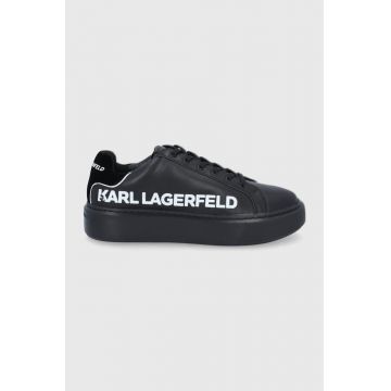 Karl Lagerfeld Ghete de piele culoarea negru, cu platformă