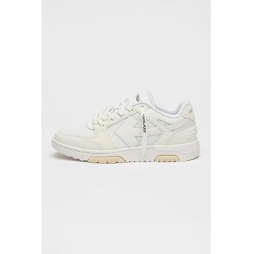 Pantofi sport din piele ecologica cu talpa plata si insertii din plasa