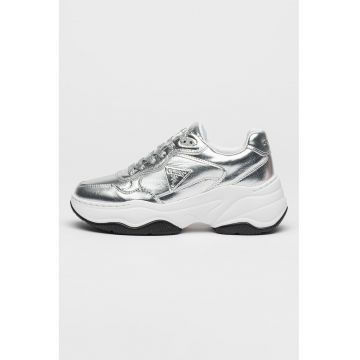 Pantofi sport din piele si piele ecologica cu aspect metalizat