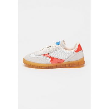 Pantofi sport low-cut wedge cu garnituri din piele intoarsa