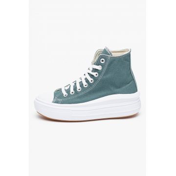 Pantofi sport flatform cu garnituri de piele intoarsa Chuck Taylor All Star - Verde pal