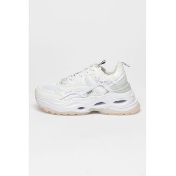 Pantofi sport wedge de plasa cu garnitiri de piele ecologica Triplet Hollow