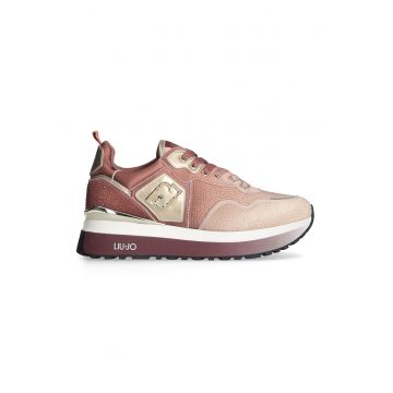 Pantofi sport de piele ecologica cu talpa plata si strasuri