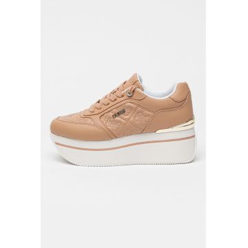 Pantofi sport wedge de piele ecologica