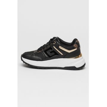 Pantofi sport wedge de plasa si piele ecologica