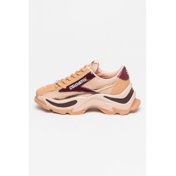 Pantofi sport demi-wedge cu garnituri din piele