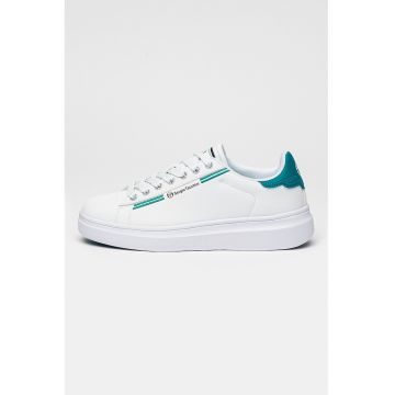 Pantofi sport din piele ecologica cu sireturi si logo Roma