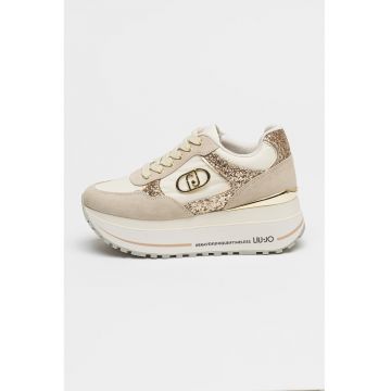 Pantofi sport flatform cu garnituri de piele intoarsa Maxi Wonder