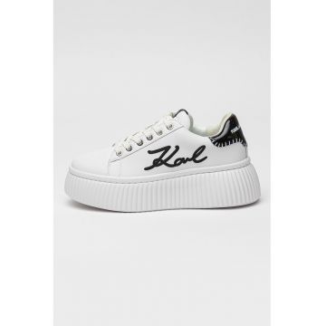 Pantofi sport flatform din piele cu logo brodat