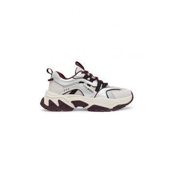 Pantofi sport demi-wedge cu garnituri de piele intoarsa