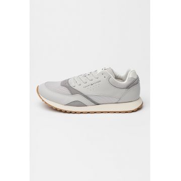 Pantofi sport din piele cu garnituri din plasa