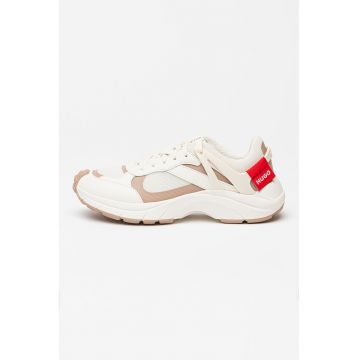 Pantofi sport din plasa cu garnituri din piele ecologica