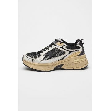 Pantofi sport wedge cu garnituri de piele