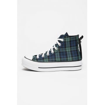 Tenisi high-cut cu model in carouri Chuck Taylor All Star Lift