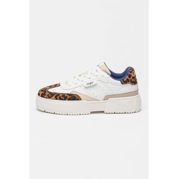 Pantofi sport cu talpa flatform si detaliu cu animal print