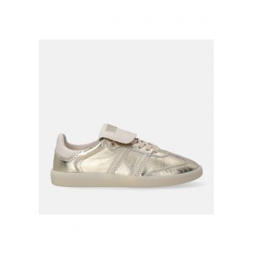 Pantofi sport de piele cu aspect metalizat si elemente decorative