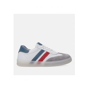 Pantofi sport din piele - cu garnituri de piele intoarsa si perforatii