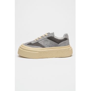 Pantofi sport din piele intoarsa cu talpa flatform