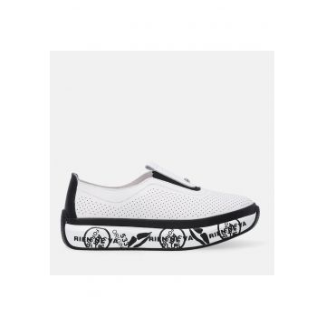 Pantofi sport slip-on din piele cu design perforat