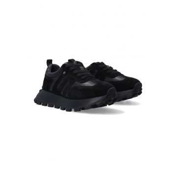 Pantofi sport din piele naturala cu insertii din piele intoarsa -