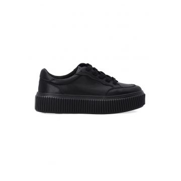 Pantofi sport flatform din piele - Negru
