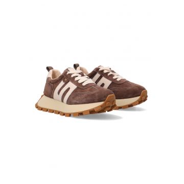 Pantofi din piele intoarsa cu detalii din piele naturala