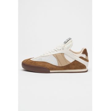 Pantofi sport cu aspect cu perforatii si insertii din piele intoarsa