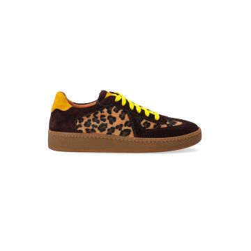 Pantofi sport din piele intoarsa cu animal print